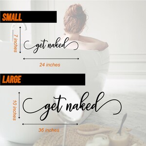 Get Naked Wall Decal | Funny Bathroom Quote Minimalist Humor Decor image 3