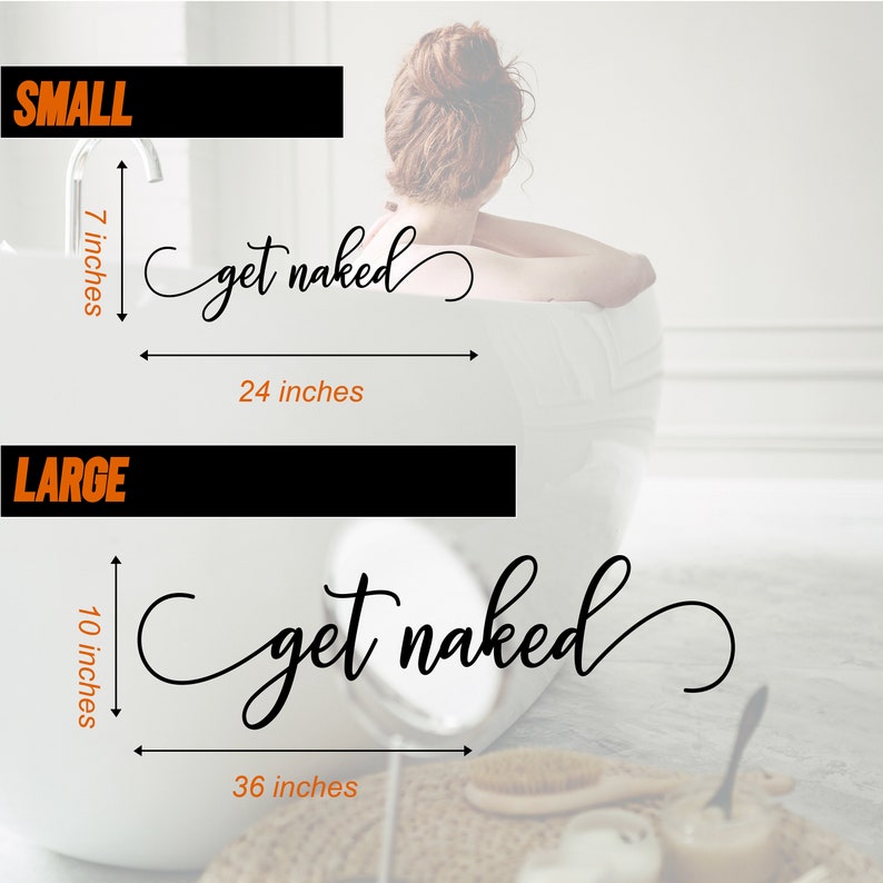 Get Naked Wall Decal | Funny Bathroom Quote Minimalist Humor Decor image 3