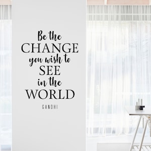 Gandhi Be The Change Inspirational Motivational Wall Decal Quote Art for Home Living Room Office Decor Decorations 17x24 Inches