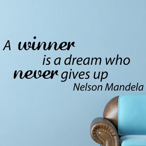 Nelson Mandela Winner Inspirational Motivational Wall Decal Quote Art Inspired Focus Positive Home Room Decor Encouragement 42x17 inches