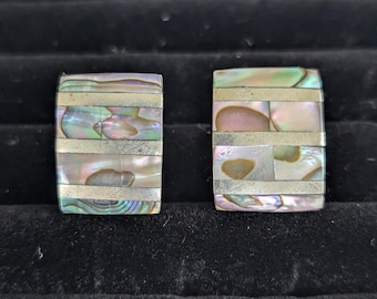 Alpaca Mexico Abalone Shell Inlay Clip on Earrings