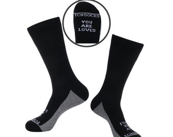 You Are Loved Socks With Sayings Unisex Novelty Socks Love Clothing Buy One Donate One to Homeless Comfortable Cotton Casual Crew Socks