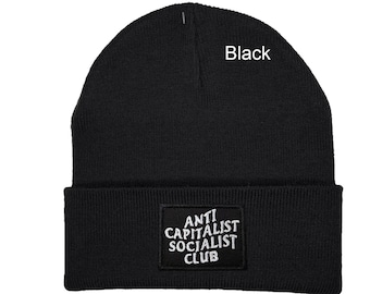 Anti Capitalist Socialist Club patch beanie hat. (more colours available on request)