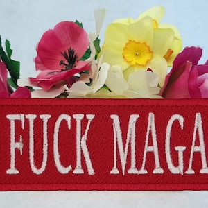 Fuck MAGA 刺繍パッチ。アイロン接着、ベルクロ、縫い付けオプションあり!