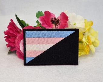 Trans-Anarchy (Trans-Anarchist) flag patch. Iron on, Velcro or sew on! LGBT - LGBTQ+ - Gay - Queer - Trans