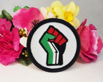 Palestine flag raised fist patch. Iron on, Velcro or sew on! Free Palestine! Free Gaza! End the occupation! Ceasefire now!