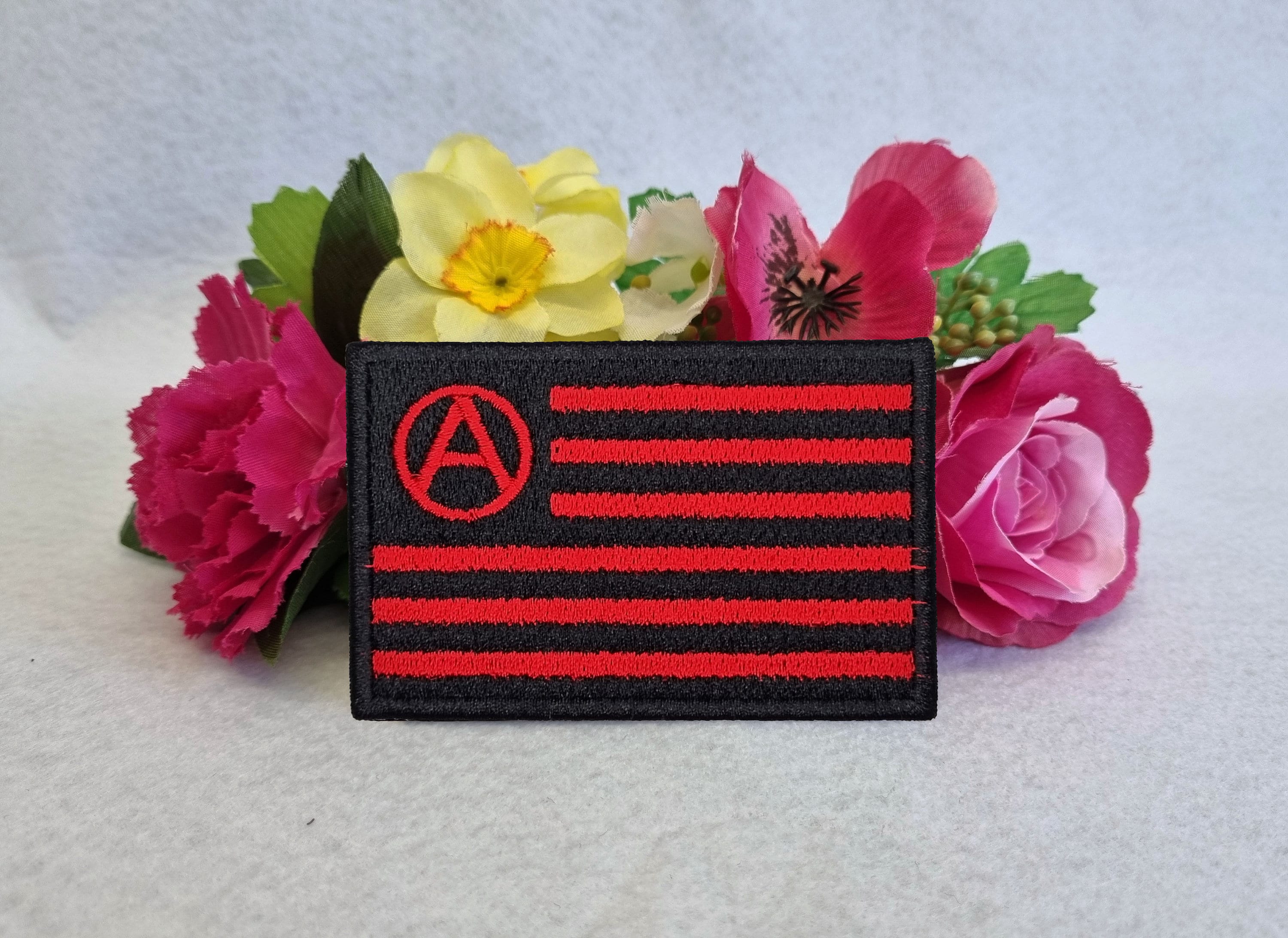 Anarchist American Flag Embroidered Patch. Iron On, Velcro