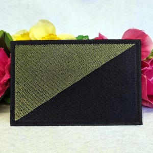 Olive Anarchist flag embroidered patch. Iron On, Velcro or Sew On options! Anarchy - Anarchist - Anarcho-Syndicalism.