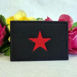 Zapatista flag embroidered patch. Iron On, Velcro or Sew On options!