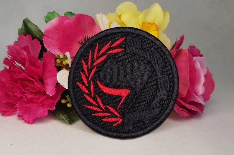 Antifa (anti-fascist) wreath and cog patch. Iron on, Velcro or Sew on! image 6