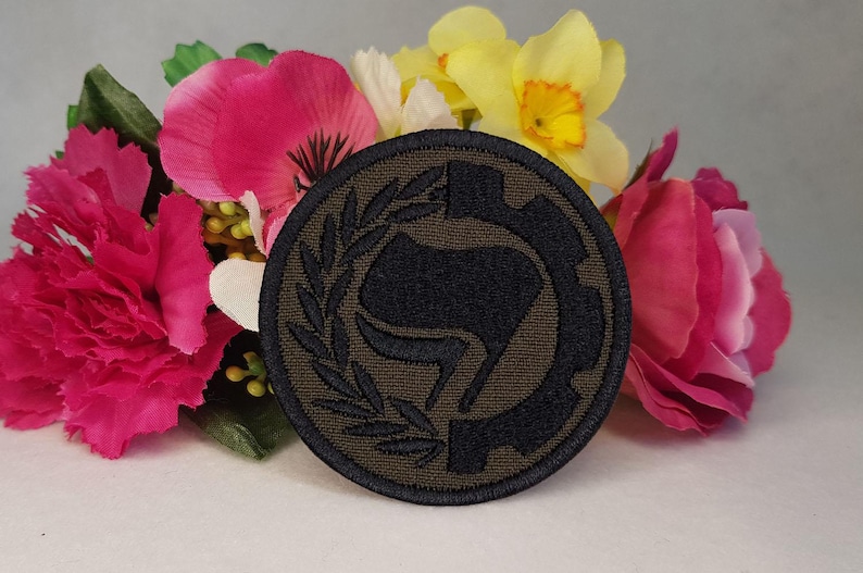 Antifa (anti-fascist) wreath and cog patch. Iron on, Velcro or Sew on! image 5