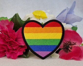 thumbnail image 2 of LGBT Rainbow Lips & Heart Iron-On Transfers – Happy Gay Pride Fabric Patches (UK Made) 2 of 3