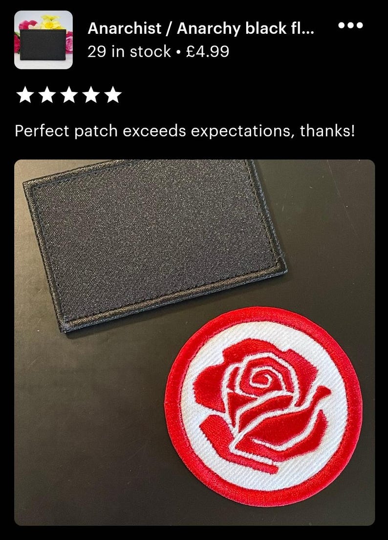 Anarchist Black Flag Patch – Embroidered 3 x 2 Inch image 3