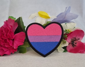Bi-sexual pride heart patch. Iron on, Velcro or sew on! LGBT - LGBTQ+ - Gay - Queer - Trans