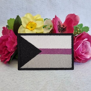 Demisexual flag embroidered patch. Iron on, Velcro or Sew on options! LGBT - LGBTQ+ - Gay - Queer - Trans - Straight