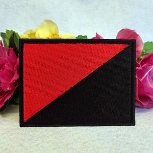 Anarchist (Anarcho-Syndicalism) flag embroidered patch. Iron On, Velcro or Sew On options! Anarchy - Anarchism - Anfita