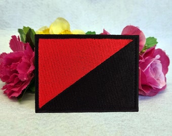 Anarchist (Anarcho-Syndicalism) flag embroidered patch. Iron On, Velcro or Sew On options! Anarchy - Anarchism - Anfita