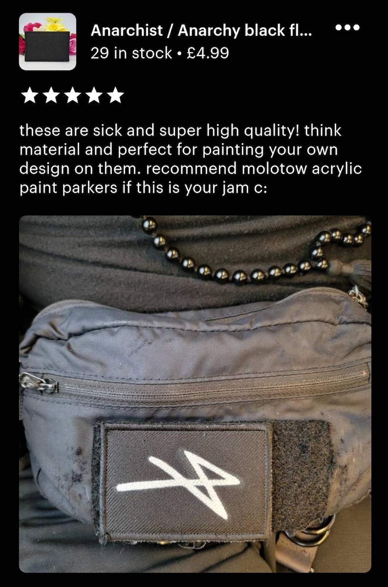 Anarchist Black Flag Patch – Embroidered 3 x 2 Inch image 2