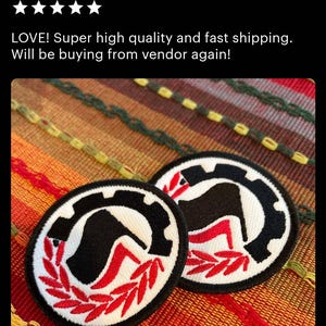 Antifa (anti-fascist) wreath and cog patch. Iron on, Velcro or Sew on! image 10