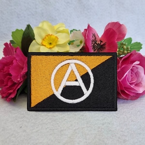 Anarchist (Anarcho-Mutualism) flag patch. Iron On, Velcro or Sew On options!