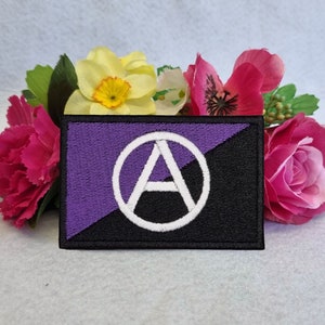 Anarchist (Anarcha-Feminism) flag patch. Iron On, Velcro or Sew On options! Anarchy - Anarcho-Syndicalism - Feminist