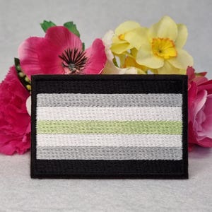 Agender pride flag embroidered patch. Iron On, Velcro or Sew On options! LGBT - LGBTQ+ - Gay - Queer - Trans