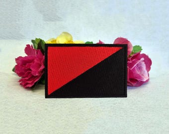 Anarchist (Anarcho-Syndicalism) flag embroidered patch. Iron On, Velcro or Sew On options! Anarchy - Anarchism - Anarcho-Syndicalist