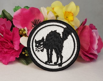 Sabo Cat - Sab Cat - Sabo Tabby - Black Cat embroidered patch. Iron on, Velcro or Sew on - various options!