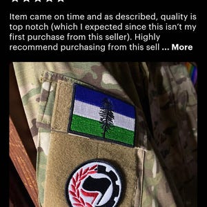 Antifa (anti-fascist) wreath and cog patch. Iron on, Velcro or Sew on! image 8