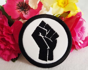 Black Lives Matter Raised Fist Round Patch – Embroidered 2.5 Inch