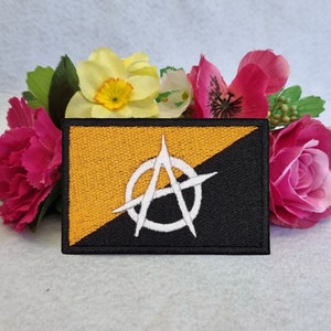 Anarchist (Anarcho-Mutualism) flag patch. Iron On, Velcro or Sew On options!