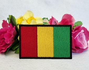 Republic of Guinea flag embroidered patch. Iron On, Velcro or Sew on options!