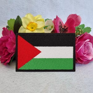 Palestine flag embroidered patch. Iron On, Velcro or Sew On options! Free Palestine! Free Gaza! End the occupation! Ceasefire now!