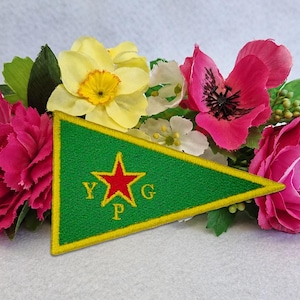 YPG/YPJ (Rojava) Flaggenaufnäher – Grün – Gestickt, 3,5 Zoll