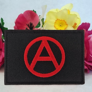 Anarchist / Anarchy flag embroidered patch. Iron On, Velcro or Sew On options!