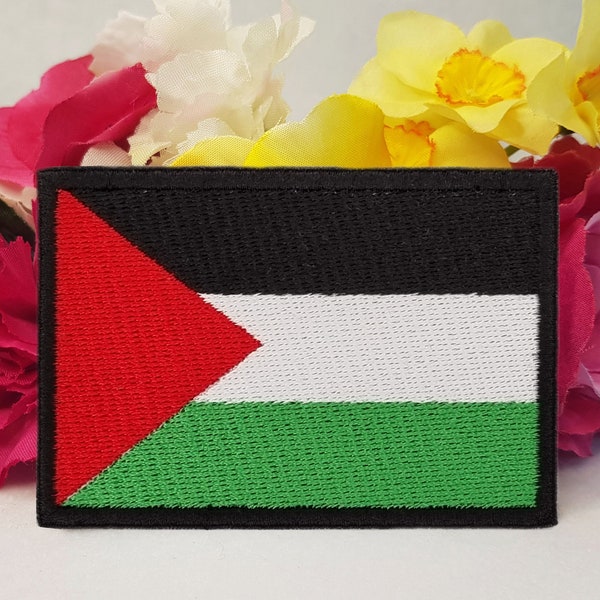 Palestine flag embroidered patch. Iron On, Velcro or Sew On options! Free Palestine! End the occupation! Ceasefire now!