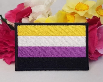 Non-binary Pride Flagge gestickter Patch. Aufbügeln, Klettverschluss oder Aufnähen! Nonbinary - LGBT - LGBTQ+ - Gay - Queer