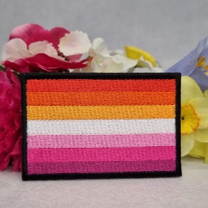 Lesbian pride flag embroidered patch (7 colour). Iron On, Velcro or Sew On options! LGBT - LGBTQ+ - Gay - Queer - Trans