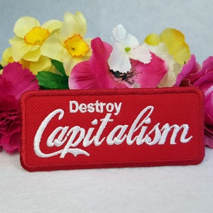 Destroy Capitalism embroidered patch. Iron On, Velcro or Sew On options 画像 1