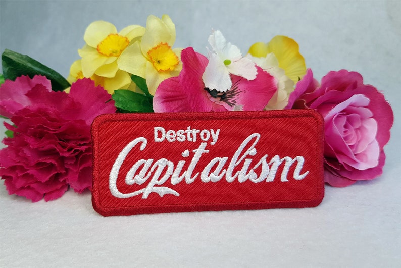 Destroy Capitalism embroidered patch. Iron On, Velcro or Sew On options 画像 1