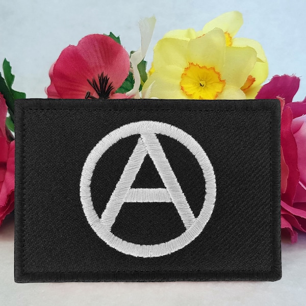 Anarchist flag embroidered patch. Iron On, Velcro or Sew On options!