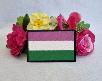 Écusson brodé drapeau de la fierté genderqueer. Repassez, velcro ou cousez au choix ! Non binaire - LGBT - LGBTQ+ - Gay - Queer