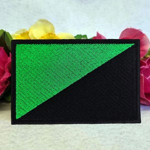 Anarchist (Eco-Anarchism) flag embroidered patch. Iron On, Velcro or Sew On options!