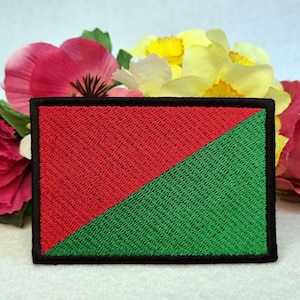Democratic socialism / Ecological conservation (Eco Socialism) flag embroidered patch. Iron On, Velcro or Sew On options!