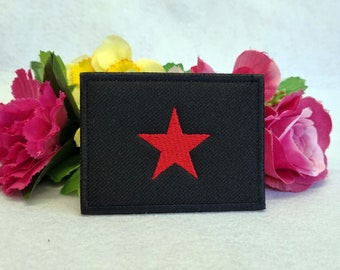 Zapatista flag embroidered patch. Iron On, Velcro or Sew On options!