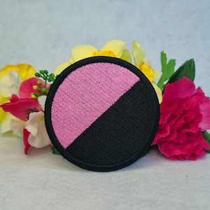 Anarchist (Queer Anarchism) flag circle iron on patch. Iron On, Velcro or Sew On options! Anarchy - Anarchist - Anarcho-Syndicalism