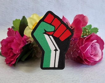 Palestine flag raised fist patch. Iron on, Velcro or sew on! Free Palestine! Free Gaza! End the occupation! Ceasefire now!