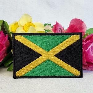 Jamaica flag embroidered patch. Iron On, Velcro or Sew on options!