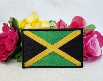 Jamaica flag embroidered patch. Iron On, Velcro or Sew on options!