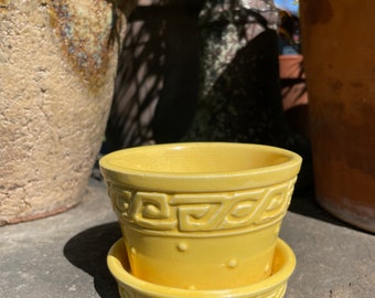 Vintage McCoy bright yellow ceramic planter